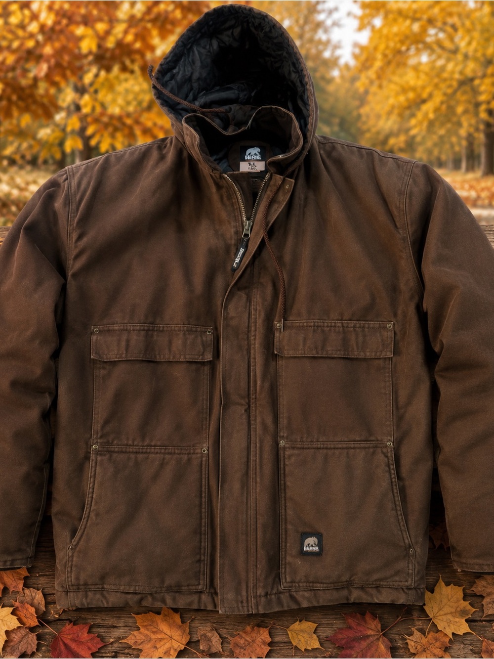 Berne Hooded Duck Canvas Work Jacket | Men’s XL Tall | Insulated Heavyweight